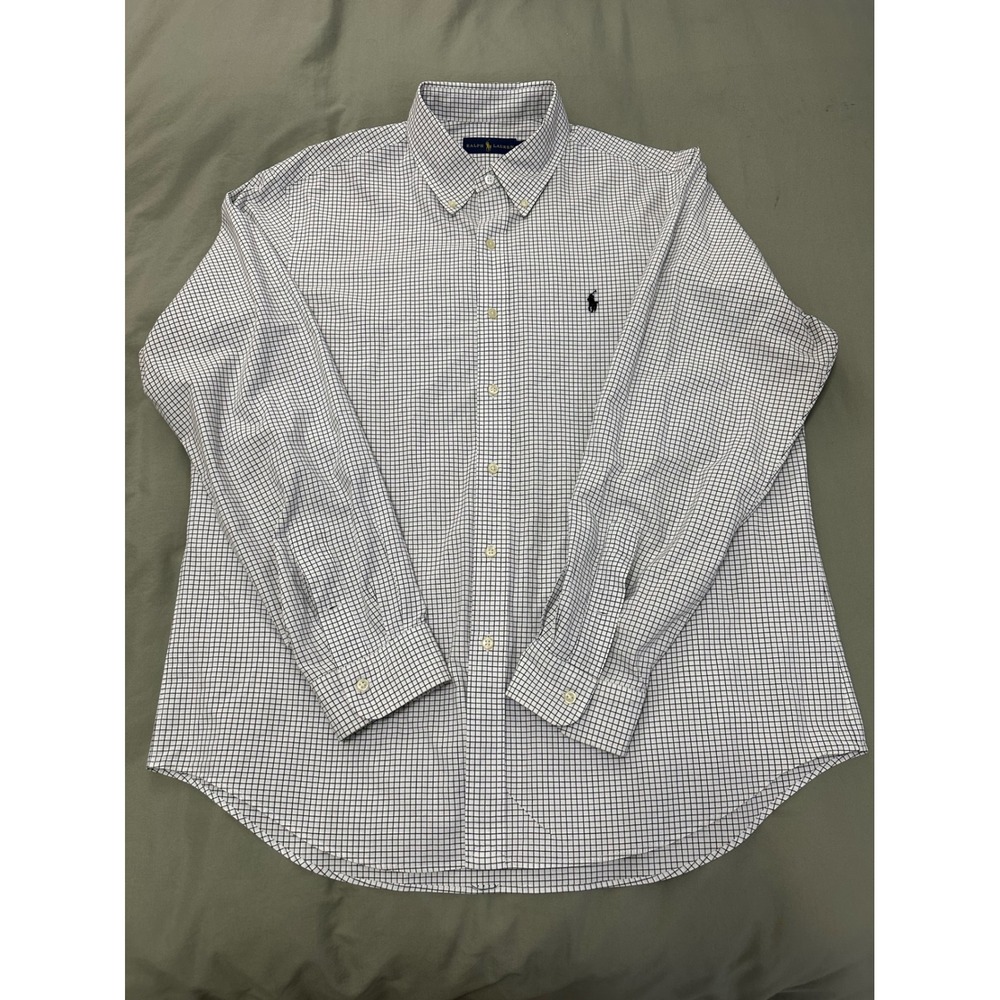 Ralph Lauren Button Down Shirt Checkered Dress Shirt Long Sleeve XL